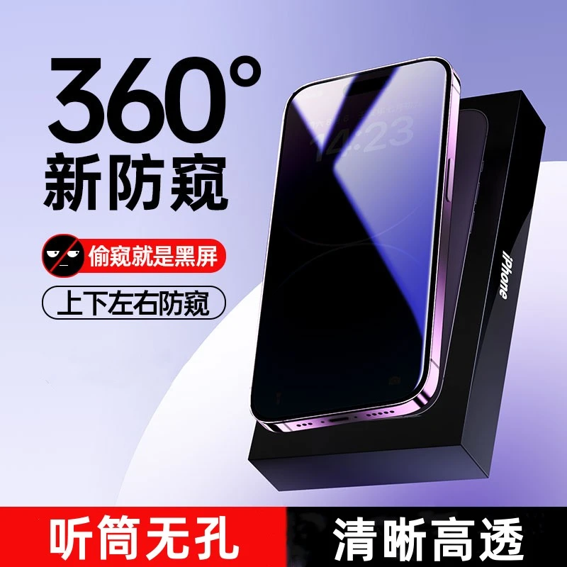 星闪苹果14/13/12钢化膜iPhone15ProMax防偷窥11pro360度XR手机xs