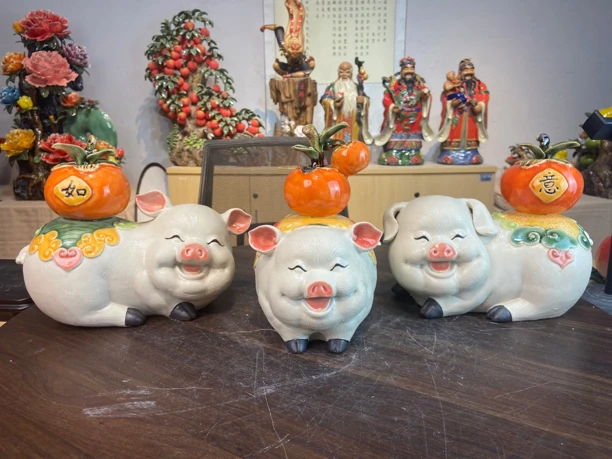 诸事如意大吉 石湾陶艺摆件