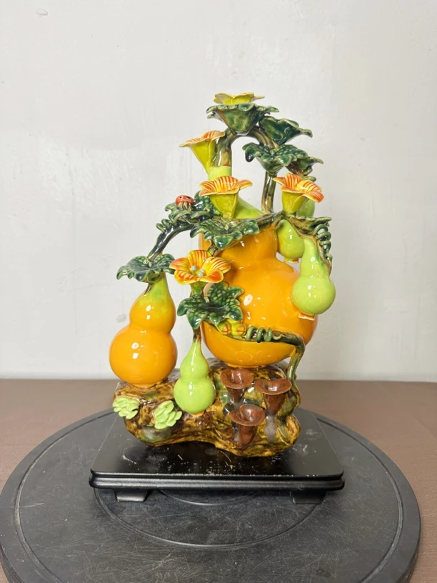 【五福中葫芦】石湾陶瓷家居摆件 20✖️16✖️36cm中式工艺品纯手工