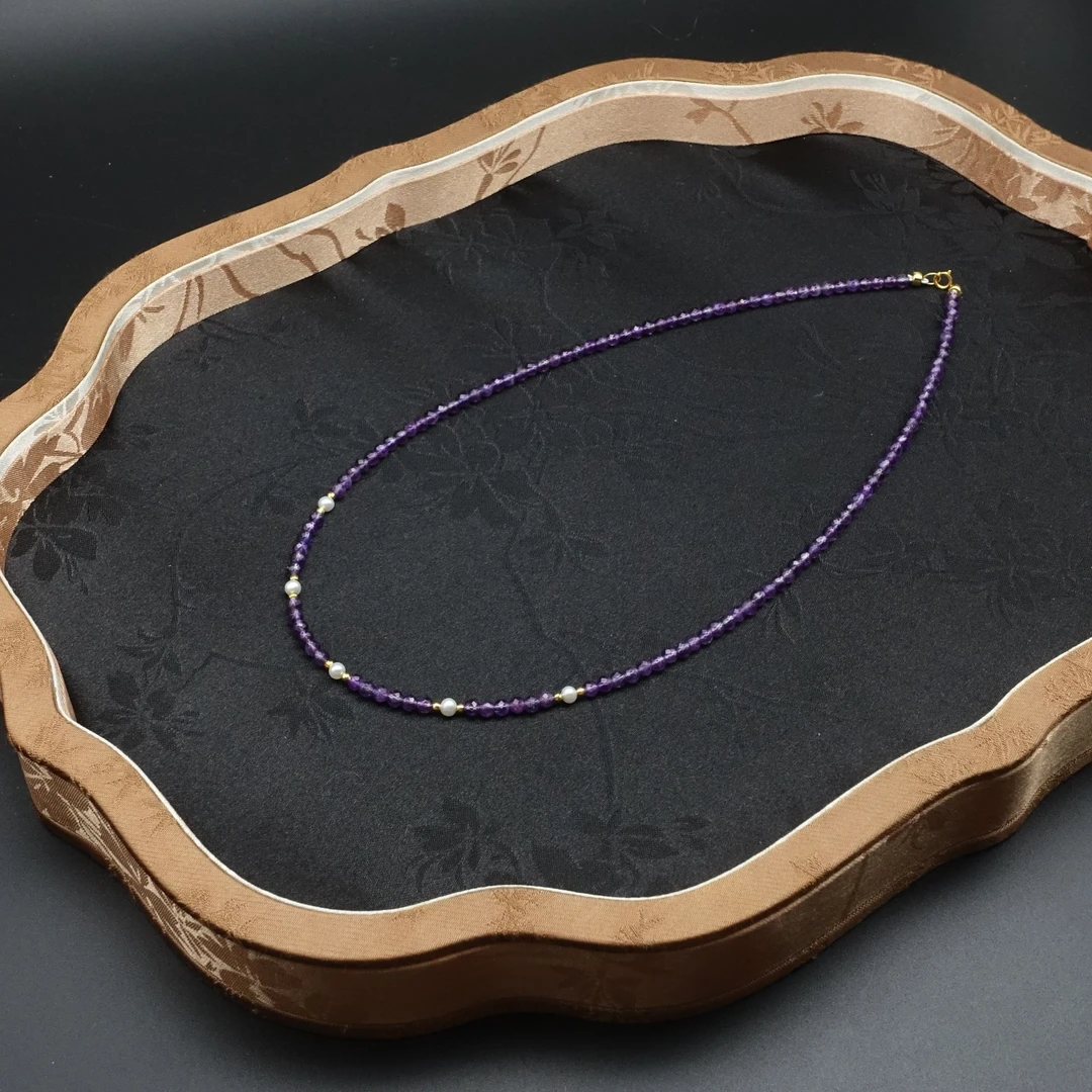 JUSTARRY【紫辉-预售】18k天然紫水晶切角锁骨链（定位扣非18k金）