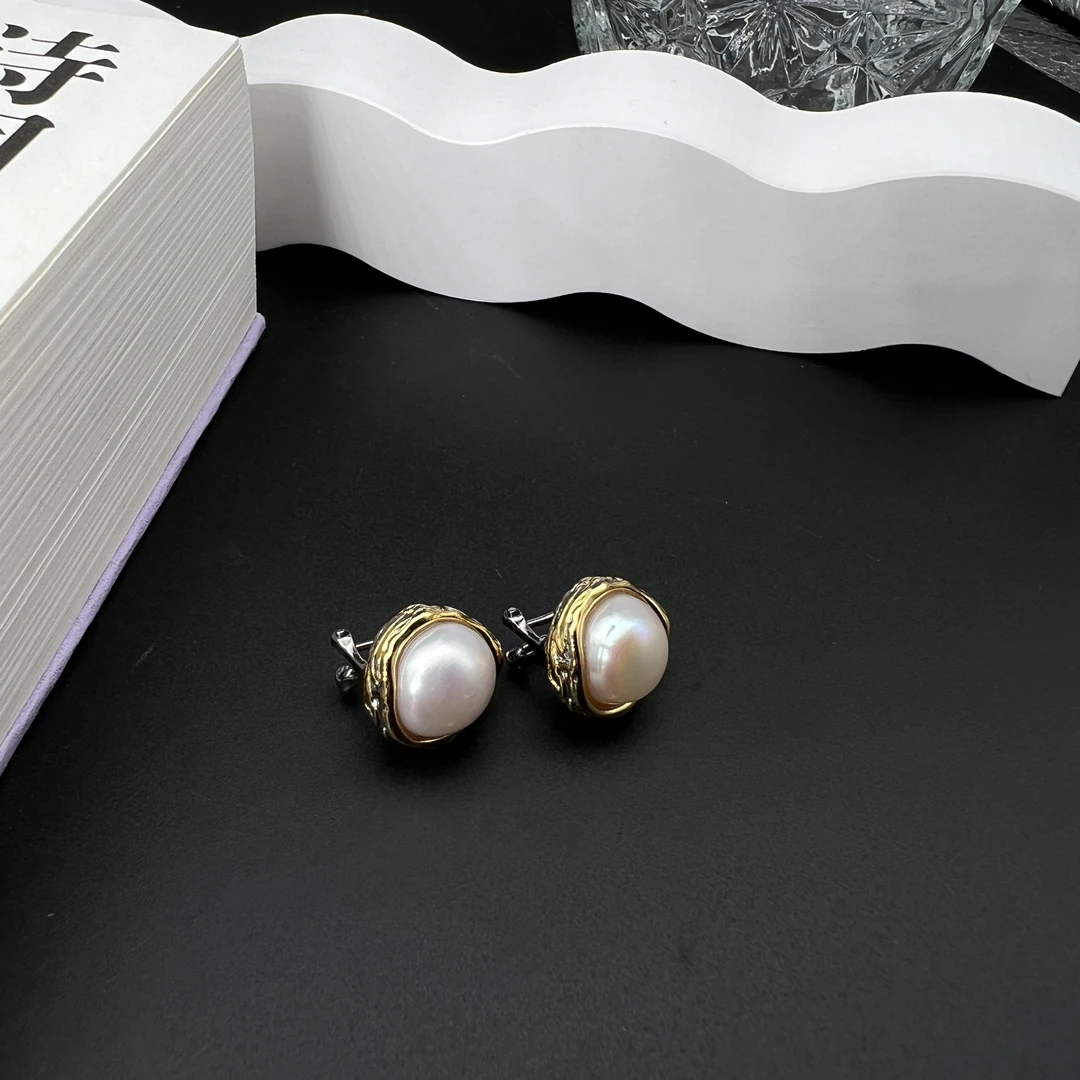 JUSTARRY【孤品秒杀】S925银天然珍珠耳扣时尚复古百搭欧美气质