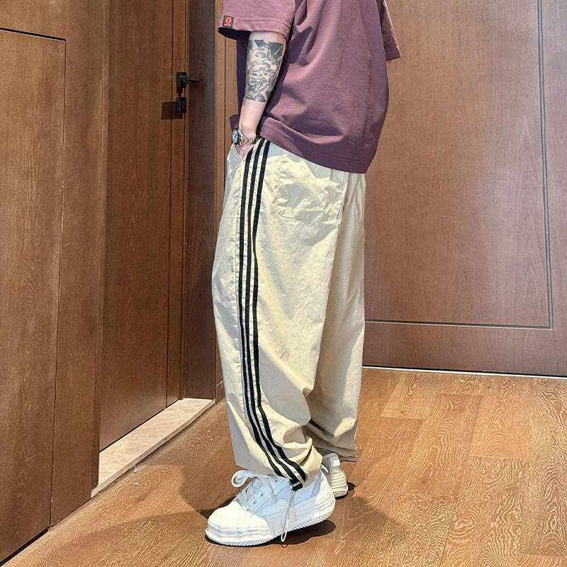 到位男装夏季定制尼龙宽松网孔条纹百搭休闲裤K151K