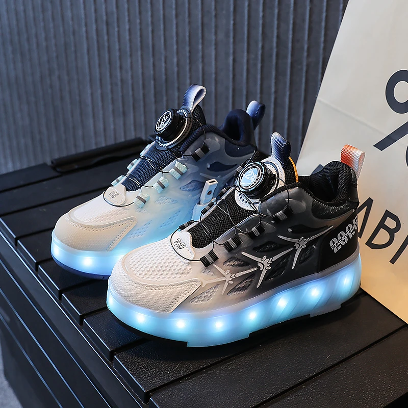 暴走鞋四轮隐形充电学生轮滑收缩款可走路男童儿童运动滑行轮子鞋