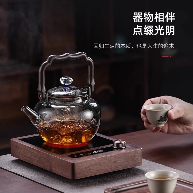 耐热玻璃煮茶壶电陶炉套装蒸煮泡茶烧水壶煮茶器高硼硅提梁玻璃壶