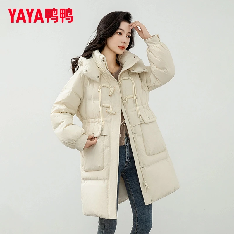YAYA/鸭鸭羽绒服女中长款冬时尚设计优雅百搭保暖外套YE3B634535L