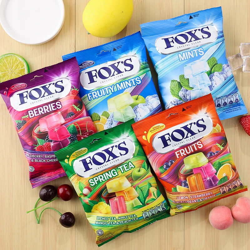 超火糖果 印尼进口FOX'S水晶糖霍士袋装90g什锦四季茶水果硬糖果