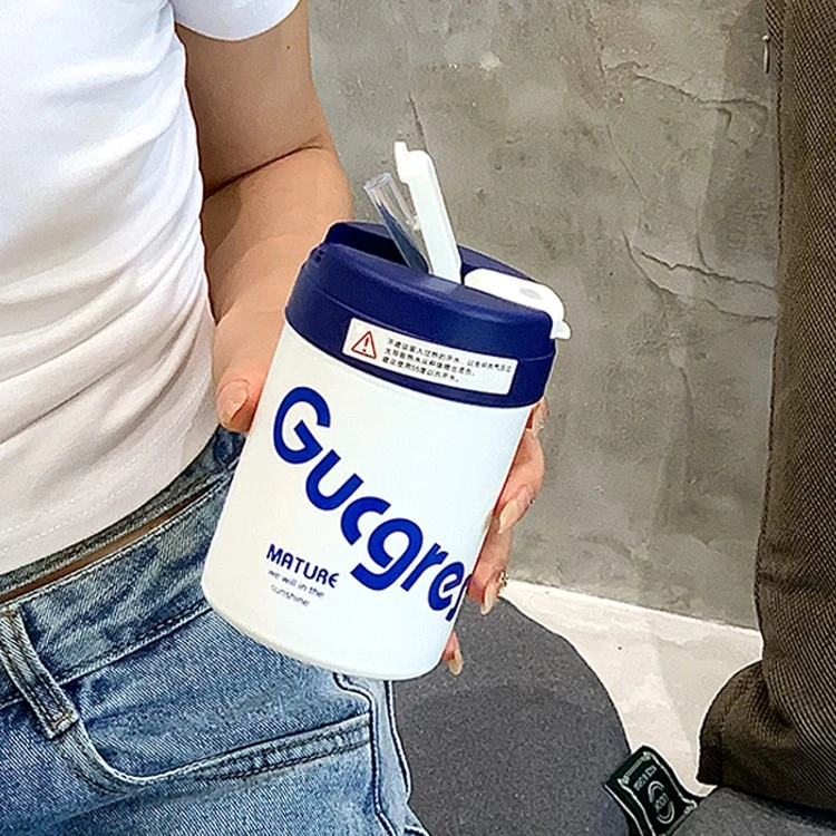 双饮吨吨保温杯吸管杯不锈钢水杯子创意大容量便携手提带盖创意