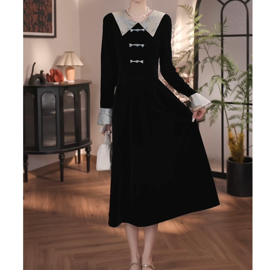 Meika-【清风挽心】新款别致新中式国风韵味减龄连衣裙-BV616Q