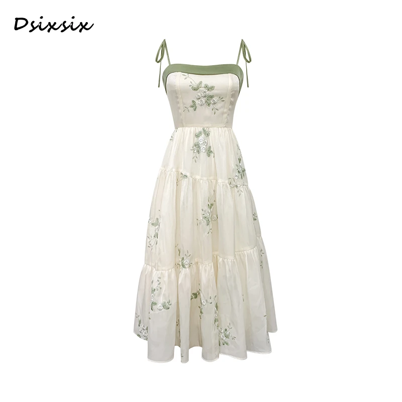 MEI KA-【春野森会】新款显瘦收腰设计感连衣裙-B4609Q