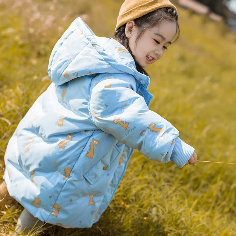 儿童羽绒服中长款2022新款洋气韩版中小男女童宝宝加厚宽松冬装潮