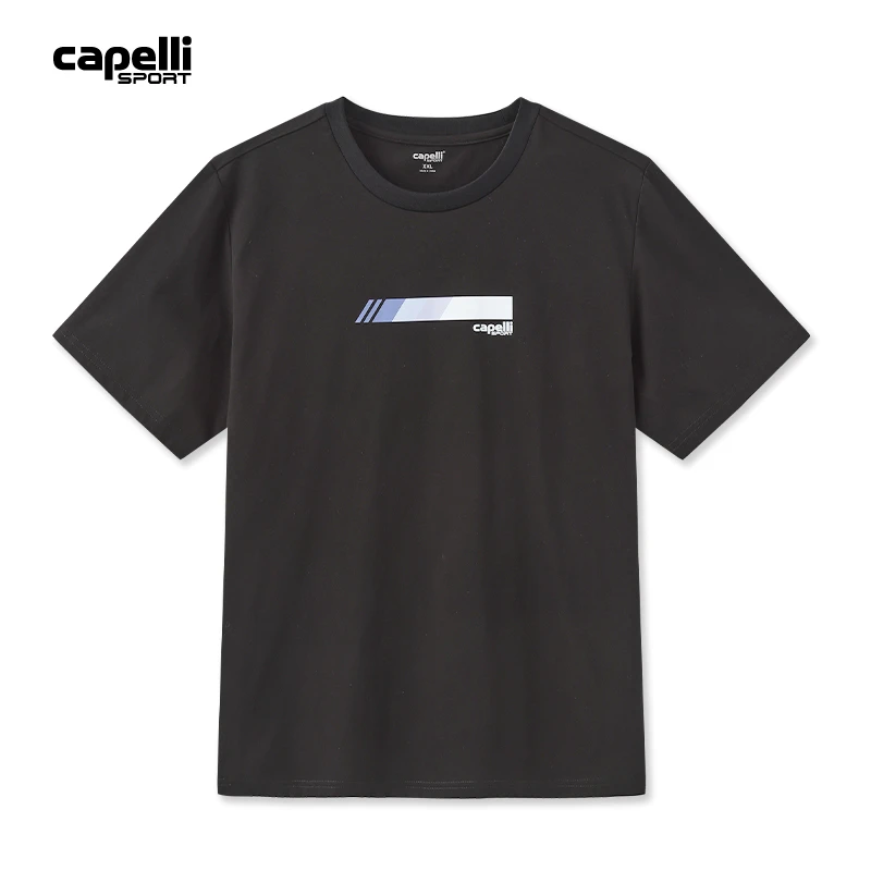 Capelli Sport短袖T恤男夏季运动休闲圆领简约半袖黑色印花