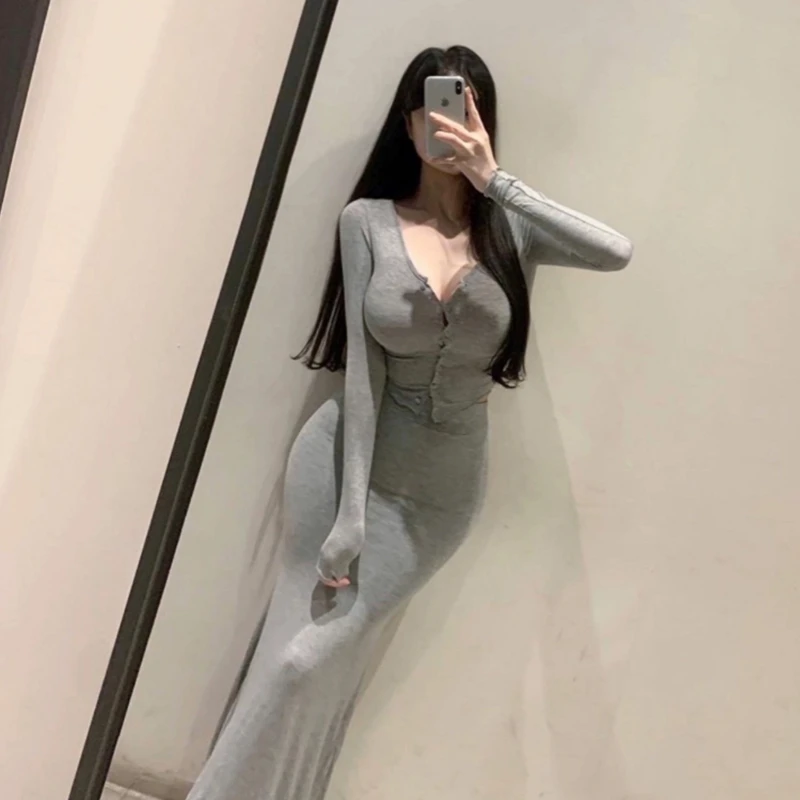 女人味穿搭一整套秋季2024新款流行漂亮套装气质减龄开衫鱼尾长裙