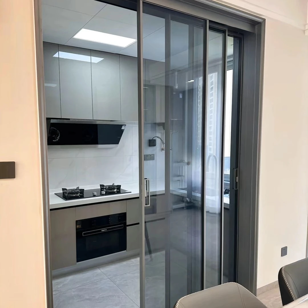 阳台完美系统吊轨折叠厨房厨房三联动推拉门厨房门玻璃折叠门