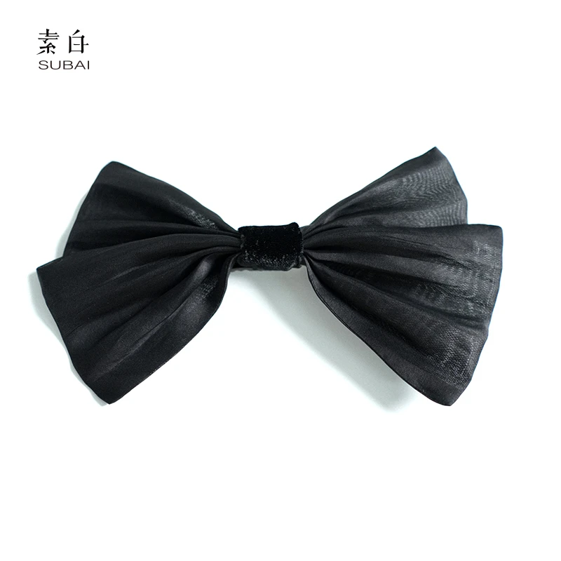 素白桑蚕丝真丝蝴蝶结发卡配饰SB2408QT00285