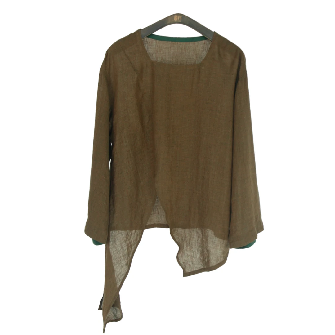 SB3230290419【楼兰】镂空圆领打底不规则开衩上衣