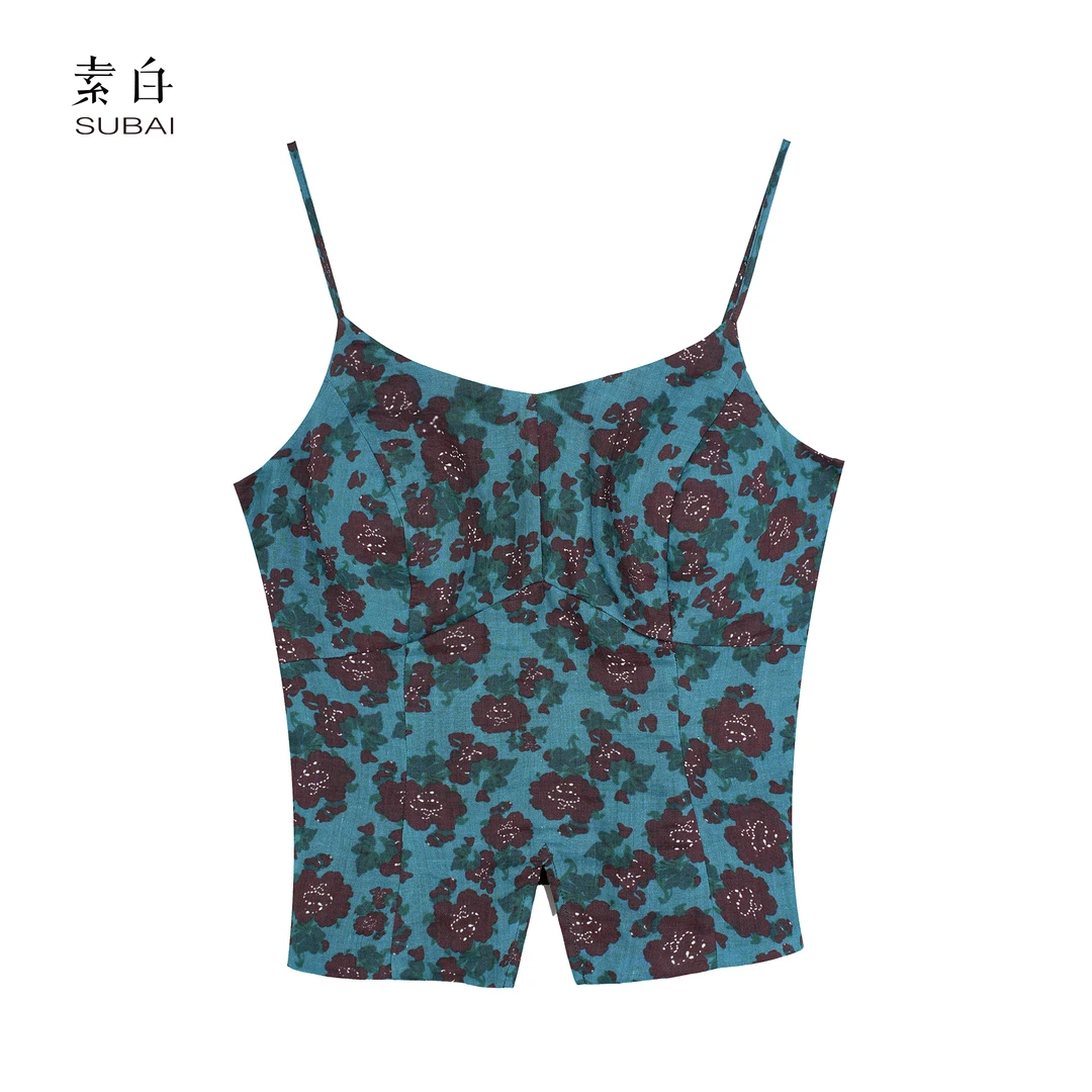 SB3240492870【素白】马乖印花吊带美背