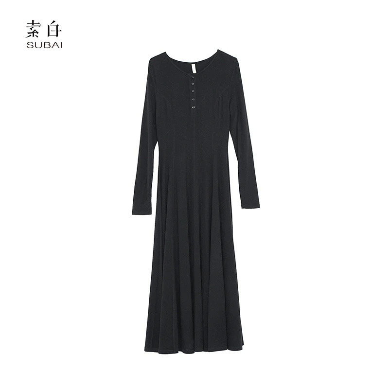 SB2408SY00299【素白】马乖针织打底长袖连衣裙