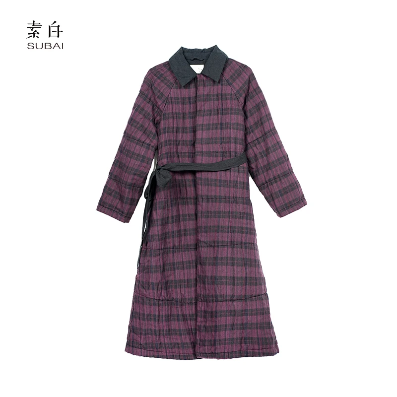 素白【格子印象】2024冬“格”外舒适复古冬日格子棉衣SB2407YR00039