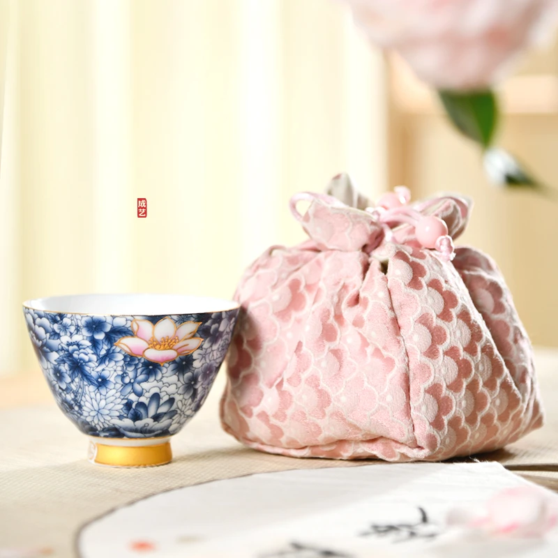 清韵主人天香杯青花釉里红品茗杯茶杯陶瓷茶杯家用泡茶大容量