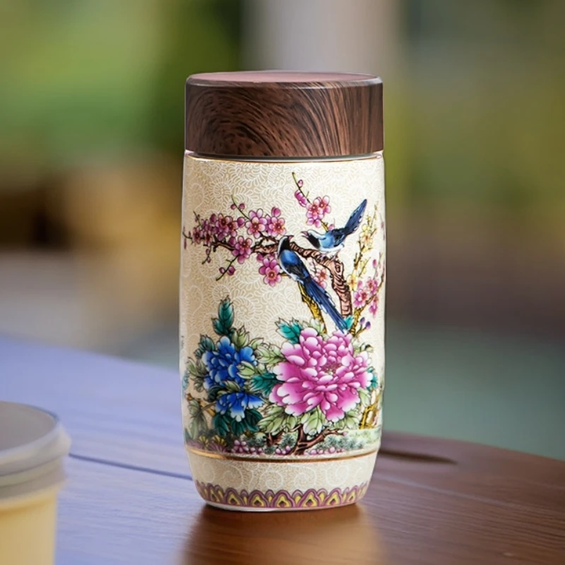 喜鹊登枝手工焖泡杯陶瓷能量杯喝水茶杯车载双层暖手网红茶器