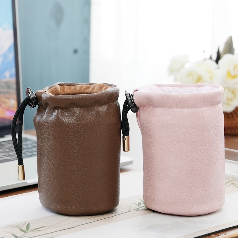 随行皮革杯套 加棉加厚高14cm陶瓷水杯 防烫保温杯保护套手工便携