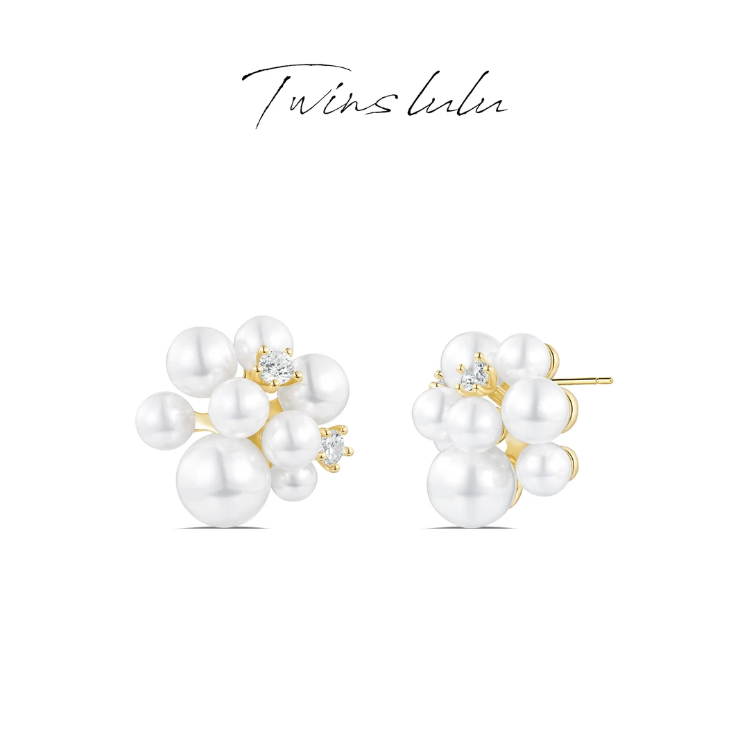 TWINS LULU 镀k金 小众时尚百搭个性轻奢气质花花珠珠耳环TSL858