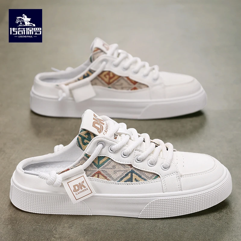 传奇保罗夏季新款时尚男士半拖板鞋一脚蹬懒人鞋百搭厚底休闲男鞋