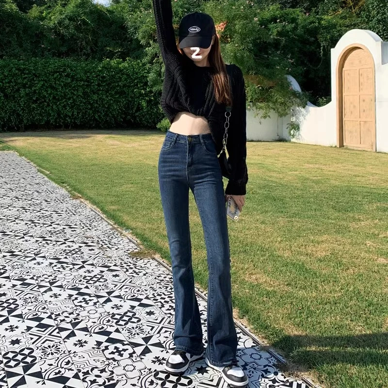 高腰微喇裤牛仔裤女秋季2024年新款春秋小个子喇叭裤显瘦马蹄裤子