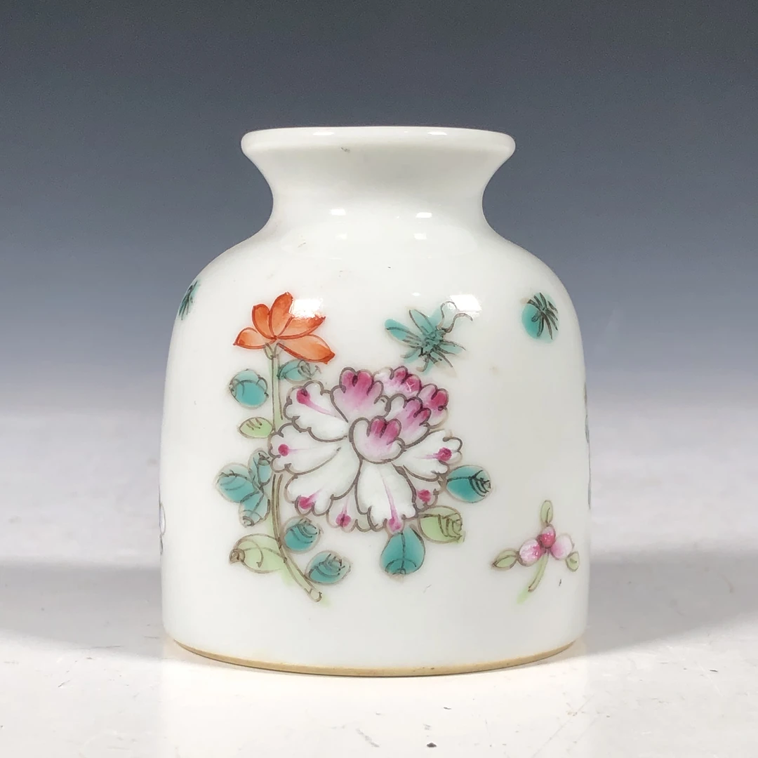 清 粉彩花鸟纹水盂1046
