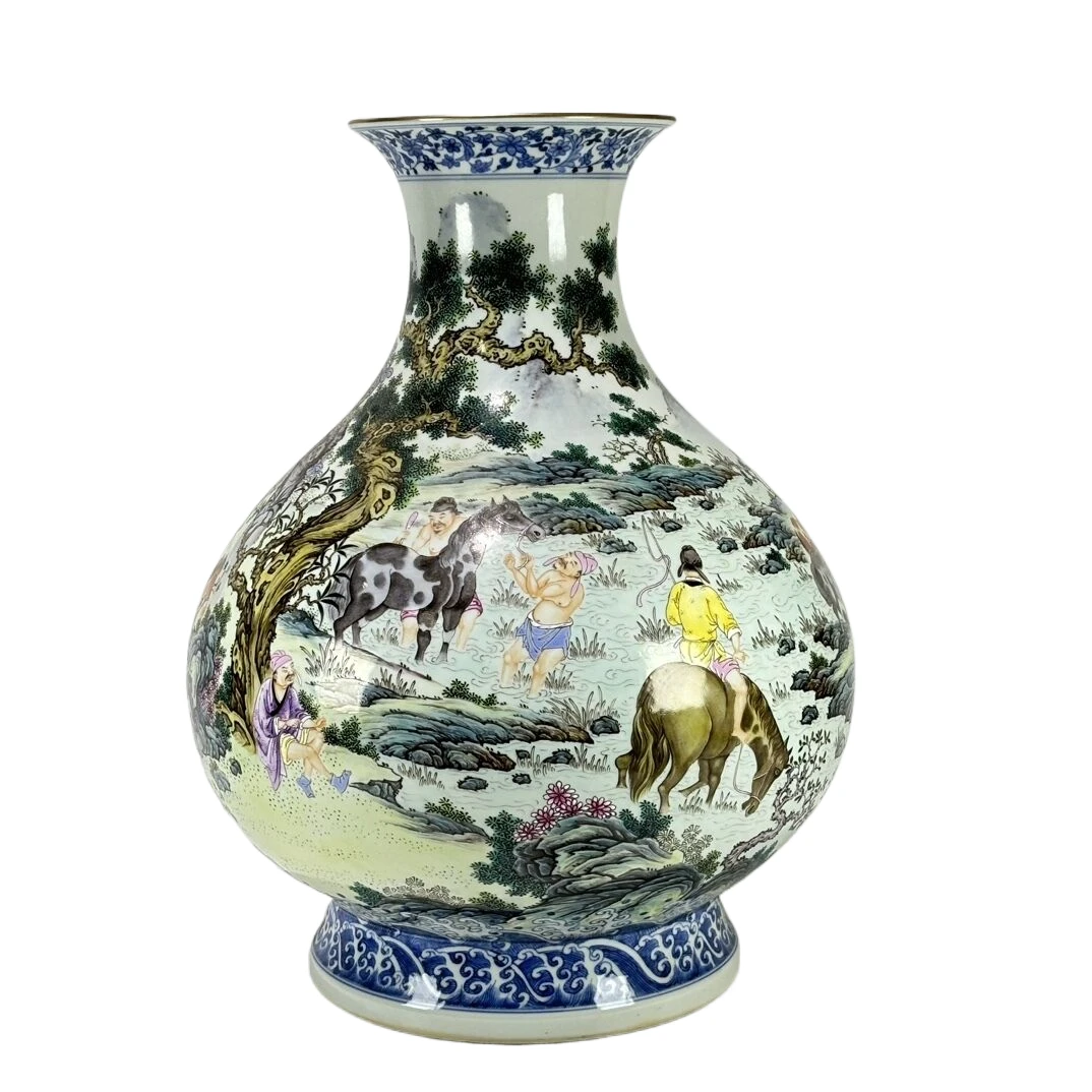 粉彩洗马图玉壶春瓶5431