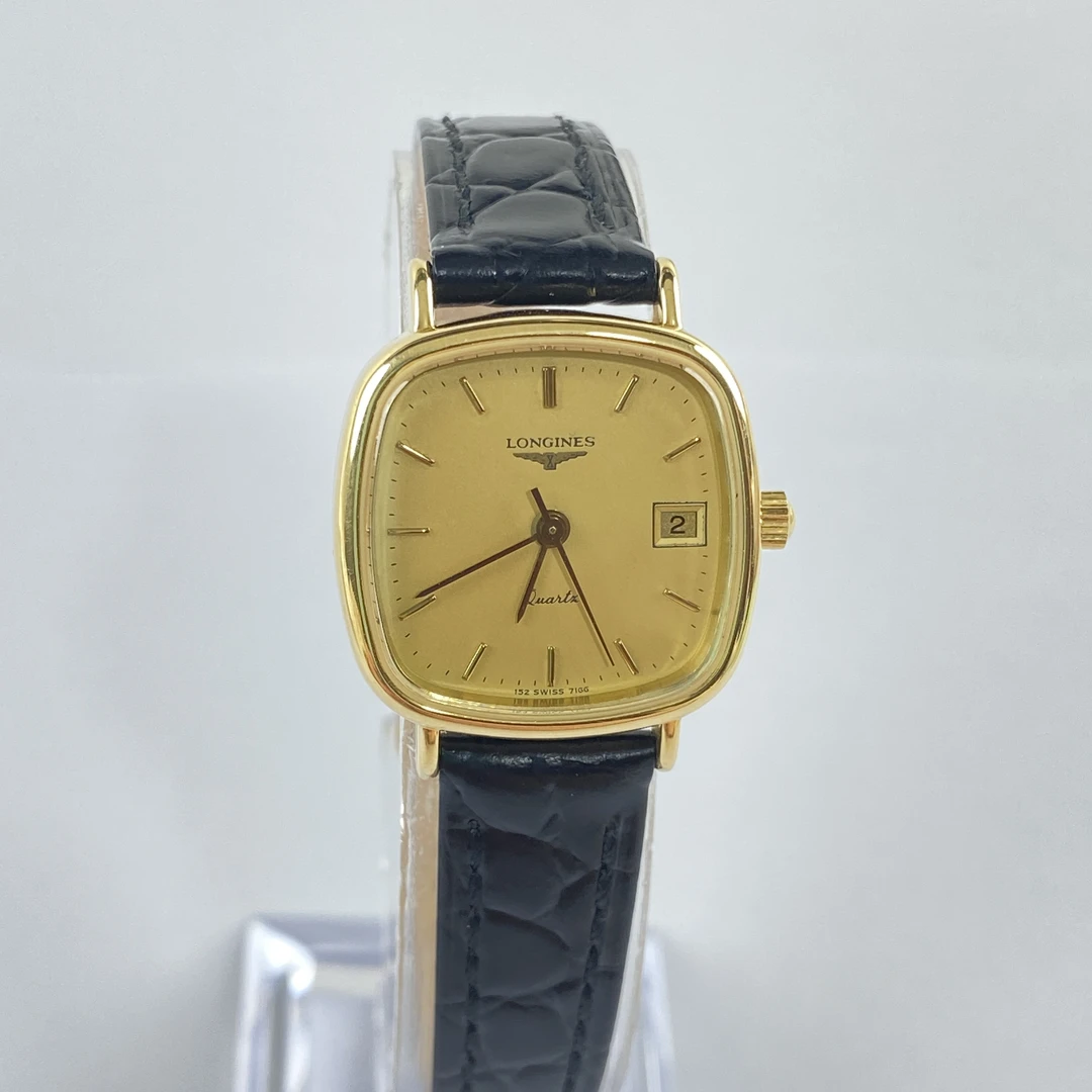 95新 Longines/浪琴 浪琴ZQ227/18k石英腕表/表径23mm金色