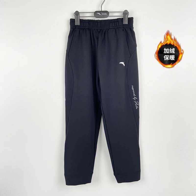 安踏儿童2023冬款女大童炽热科技宽松版加绒针织运动裤362347771