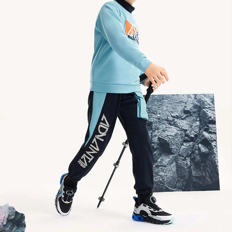 安踏儿童2023年秋冬新款男大童加绒保暖针织运动长裤子352346741