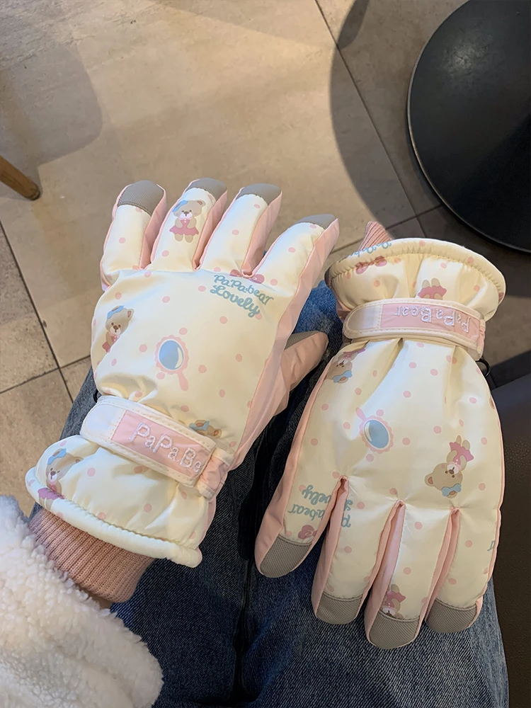 滑雪手套女冬季可触屏加绒加厚保暖防寒防风防水摩托车骑行手套潮