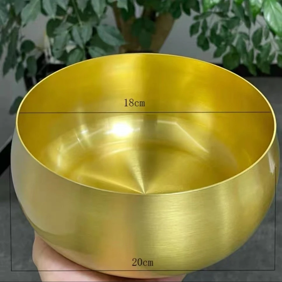 全黄铜茶洗光面茶洗茶具摆件大号家用金色韩式茶洗加厚必备神器