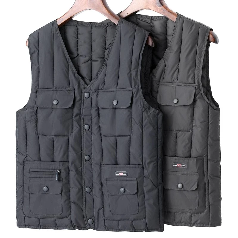 秋冬季爸爸加厚保暖内胆设计中老年男士坎肩老人男款马夹透气