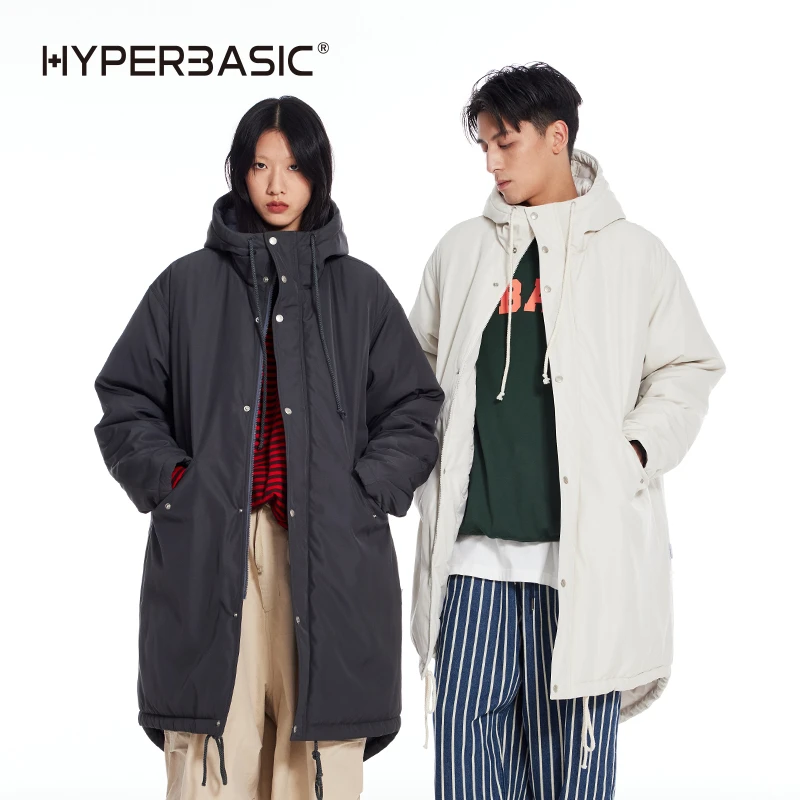 【KFCC】HYPERBASIC长款连帽棉服保暖秋冬休闲外套情侣加厚户外冬季