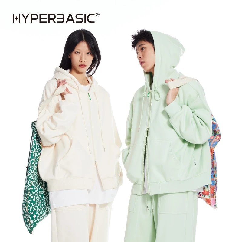 【325G亲肤绒面料】HYPERBASIC品牌开衫卫衣连帽冬季情侣外套长袖