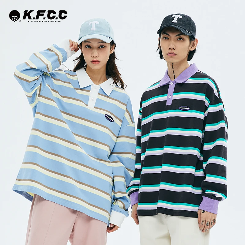 Turnthetable情侣百搭上衣潮牌个性条纹撞色POLO