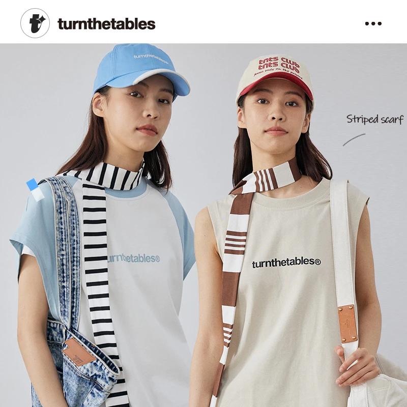 Turnthetables简约基础条纹围巾潮牌腰带配饰百搭拼接春夏时尚