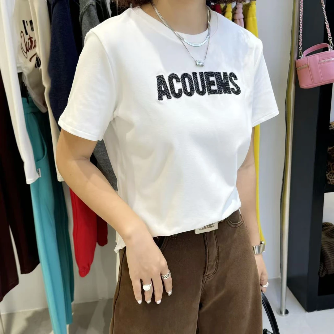 （工厂店）加厚德绒短袖简约时尚上衣女休闲百搭圆领T恤潮流