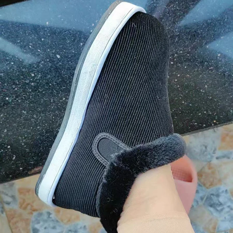 棉鞋冬季湖南布鞋男防寒保暖女中年老年加绒加厚棉布鞋轮胎底工作