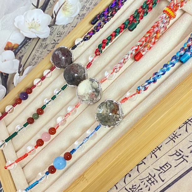 圆珠手绳半珠半绳款手工编绳简约百搭彩色手绳可调节休闲ins夏冬