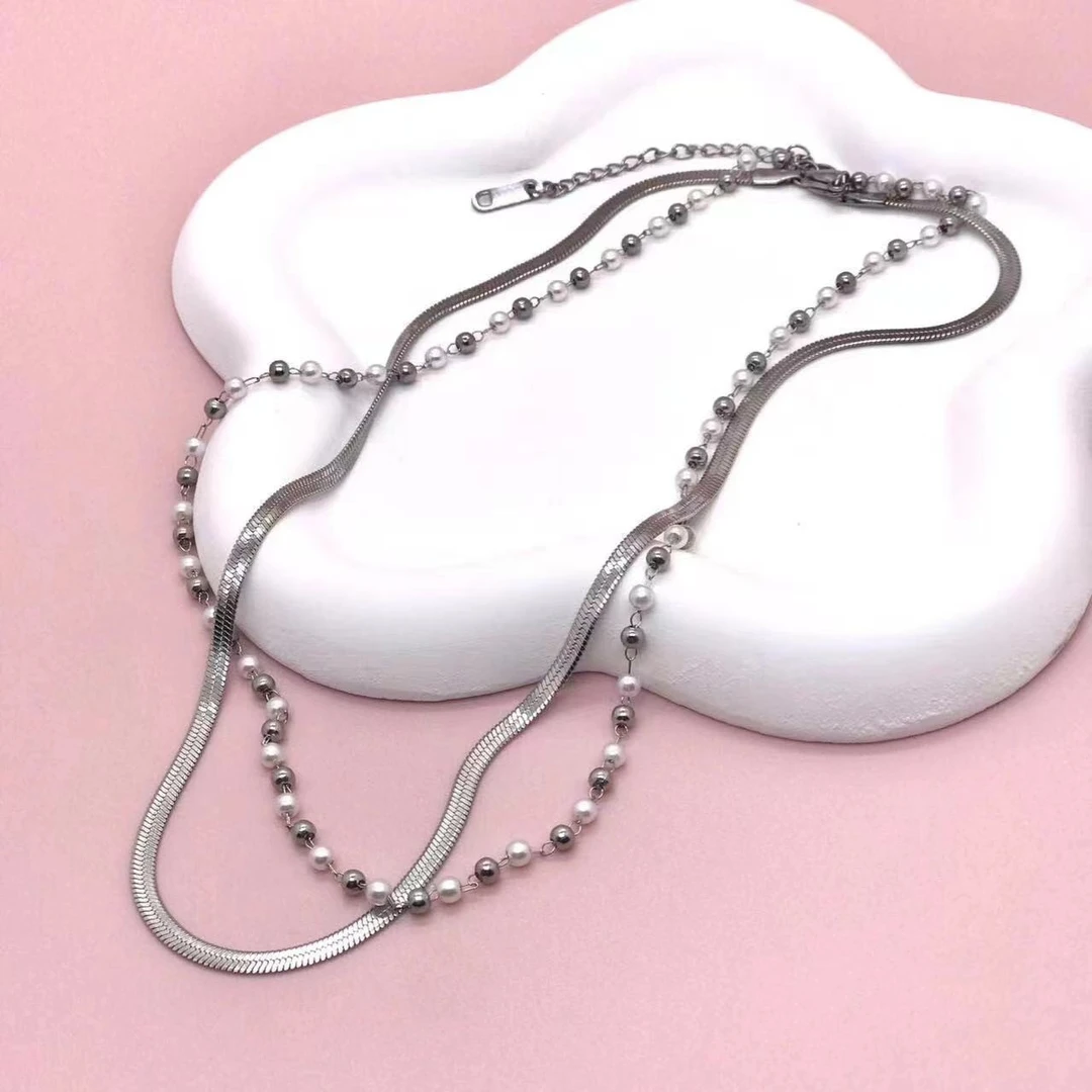 钛钢项链 R067时尚叠链钛钢项链女款2024新款爆款锁骨链