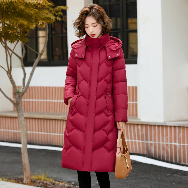 2025新款棉服女长款过膝加厚连帽修身显瘦大码棉衣女冬季外套女潮