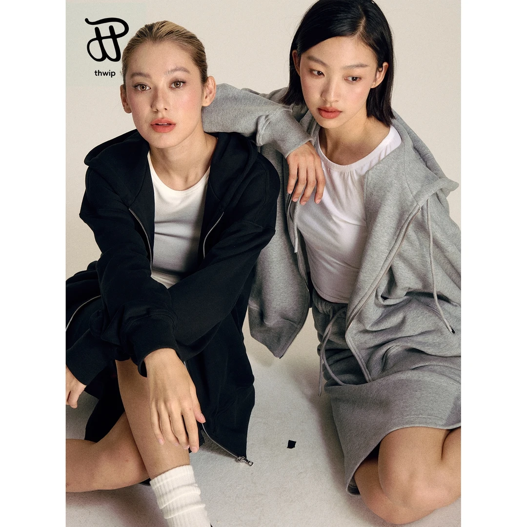 THWIP 25春季新款连帽拉链毛圈运动卫衣asic Wear女
