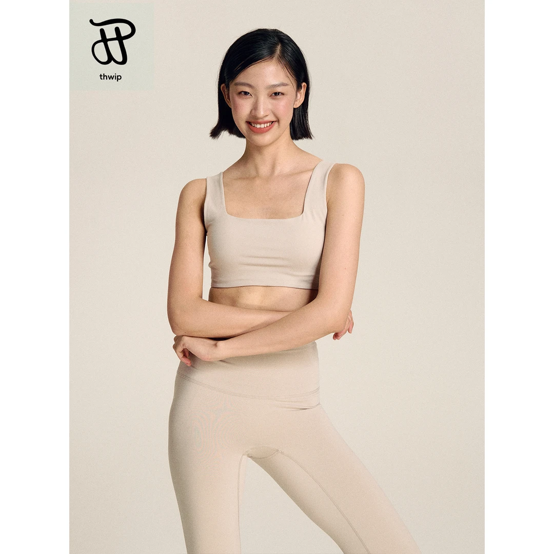 THWIP 秋季新款基础款内搭显身材方领运动背心五分裤瑜伽套装女