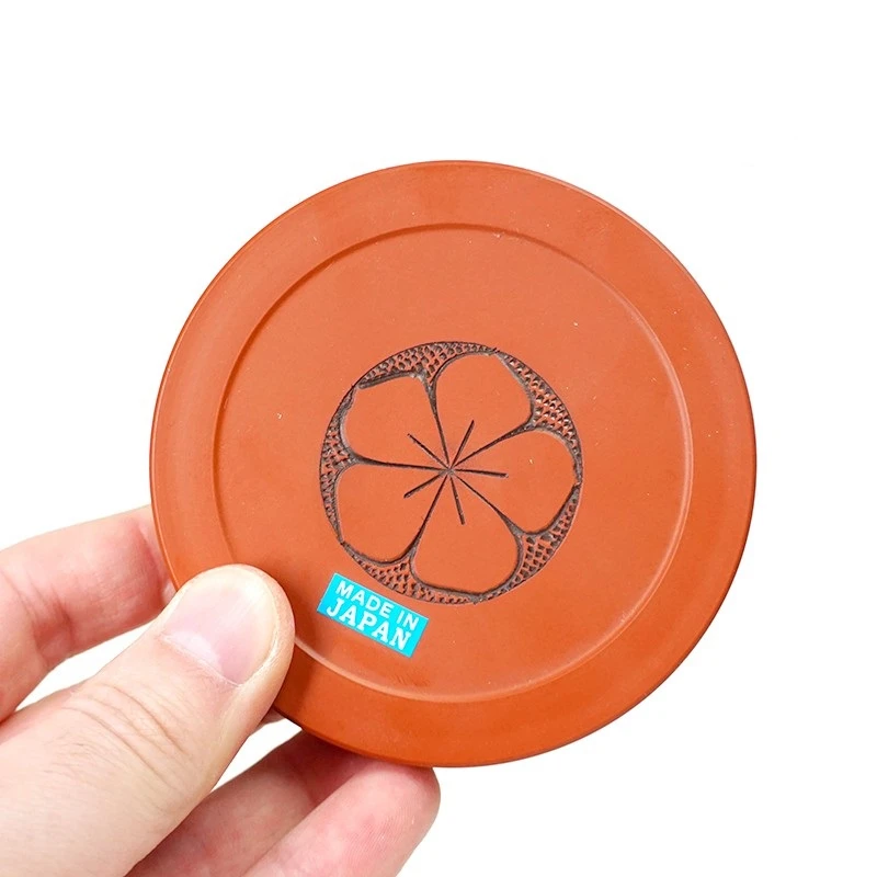 日本进口常滑烧 朱泥小壶承杯垫日式茶道零配杯托炉上有壶