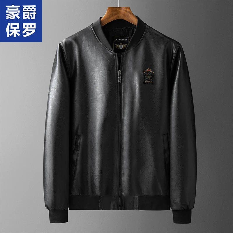 【曼方专属】秋冬季皮衣棒球领男士商务休闲潮流耐磨帅气百搭33805