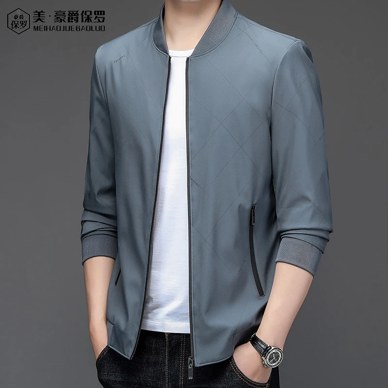 美·豪爵保罗正品2023上新春秋男夹克外套商务休闲男士棒球领2201